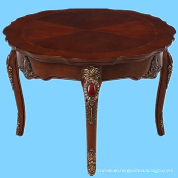 Hand carved wooden antique round occasional cocktail table